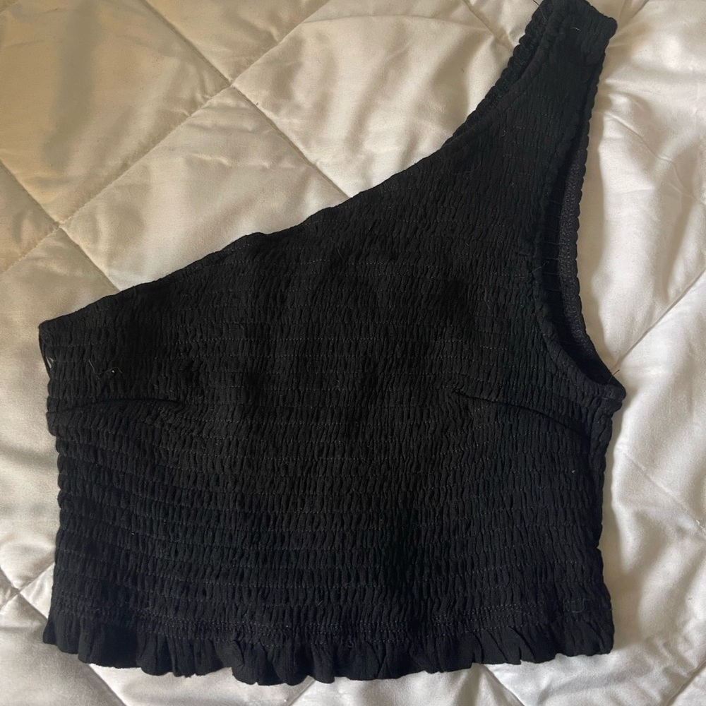 One shoulder ribbed crop top